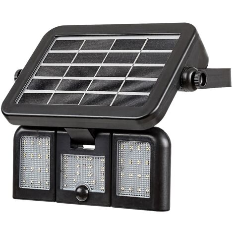Lampe murale menti en plastique LED noir 9,6W IP44 4000K L: 20 cm H: 13 cm avec capteur