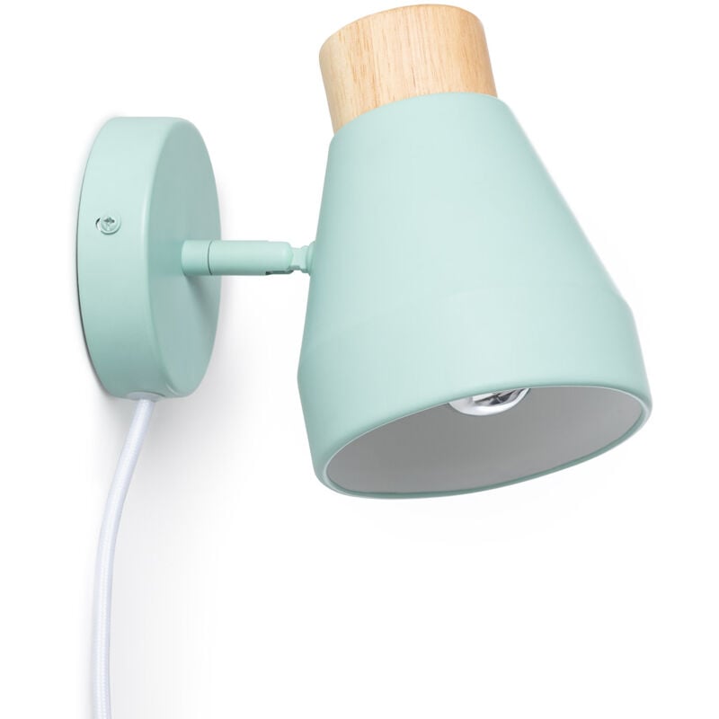 Ledkia - Lampe Murale Métal et Bois Lypo Vert Céladon