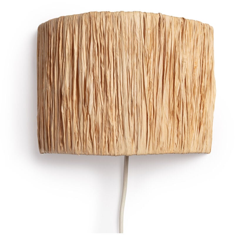 Ledkia - Lampe Murale Métal et Raphia Yubo Naturel