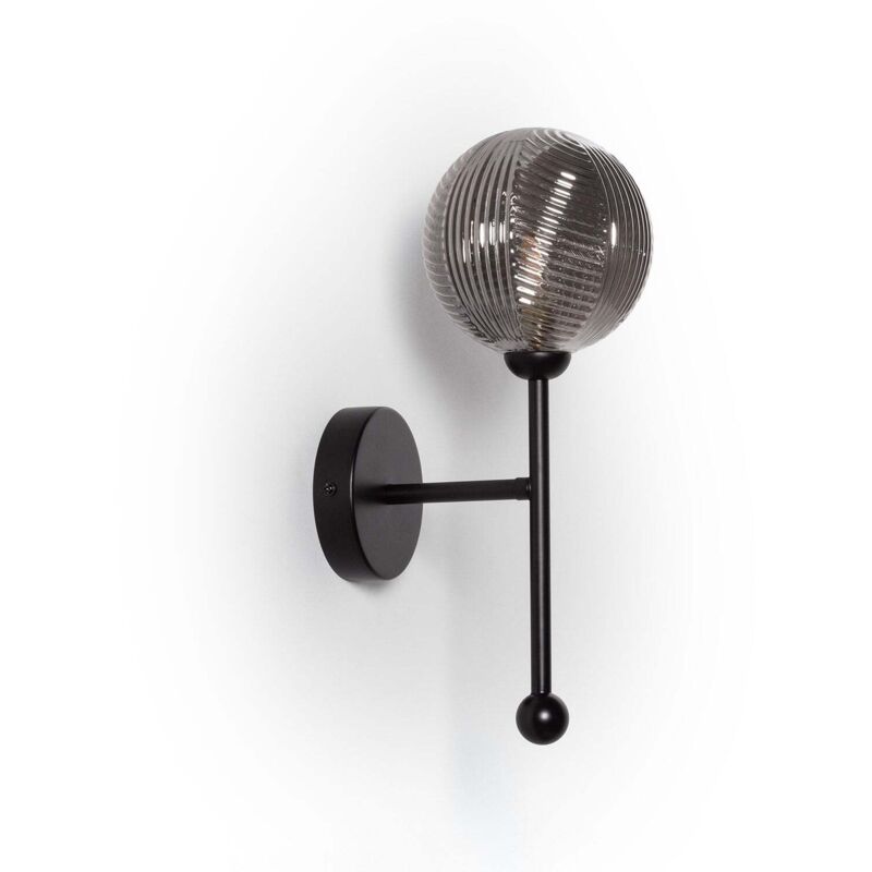 Lampe Murale Métal et Verre Abbie Gris Fumée Lampe Murale Métal et Verre Abbie Gris Fumée