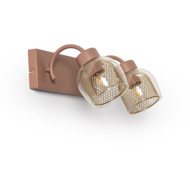 Ledkia - Lampe Murale Métal et Verre Aziel 2 Spots Rose maquillage