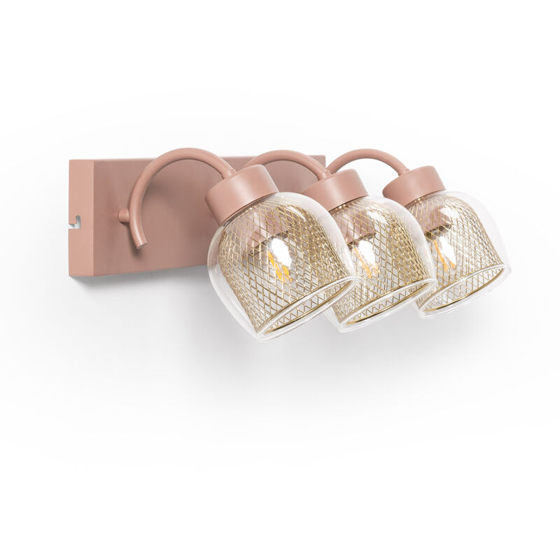 Ledkia - Lampe Murale Métal et Verre Aziel 3 Spots Rose maquillage