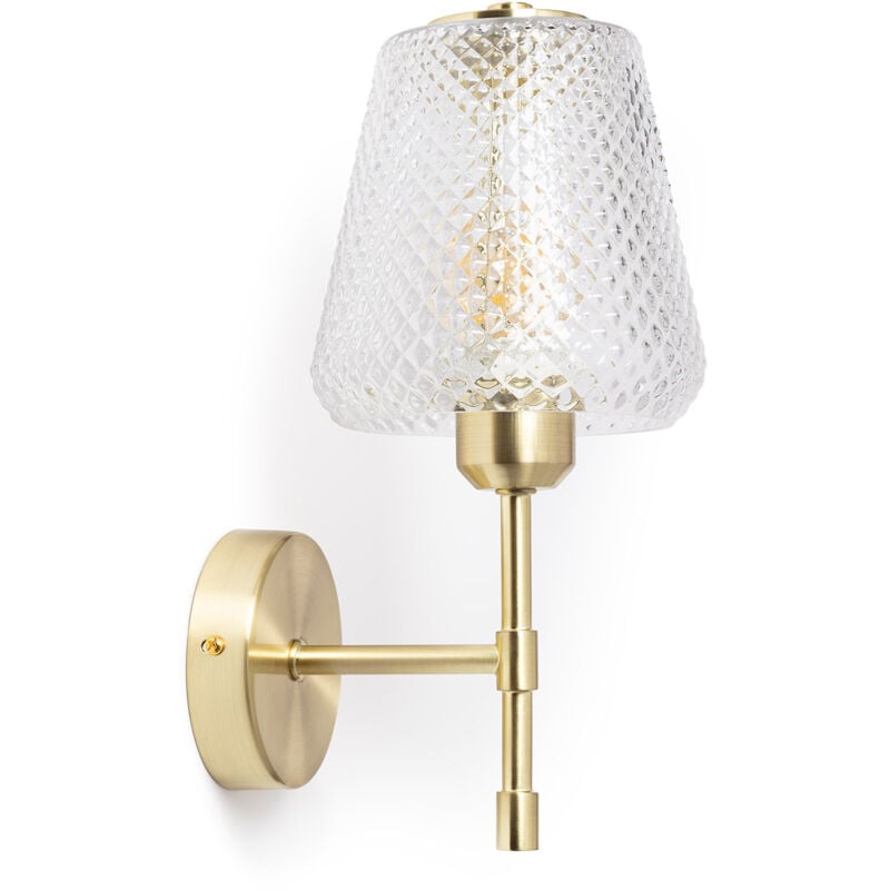 Ledkia - Lampe Murale Métal et Verre Stiklu Doré