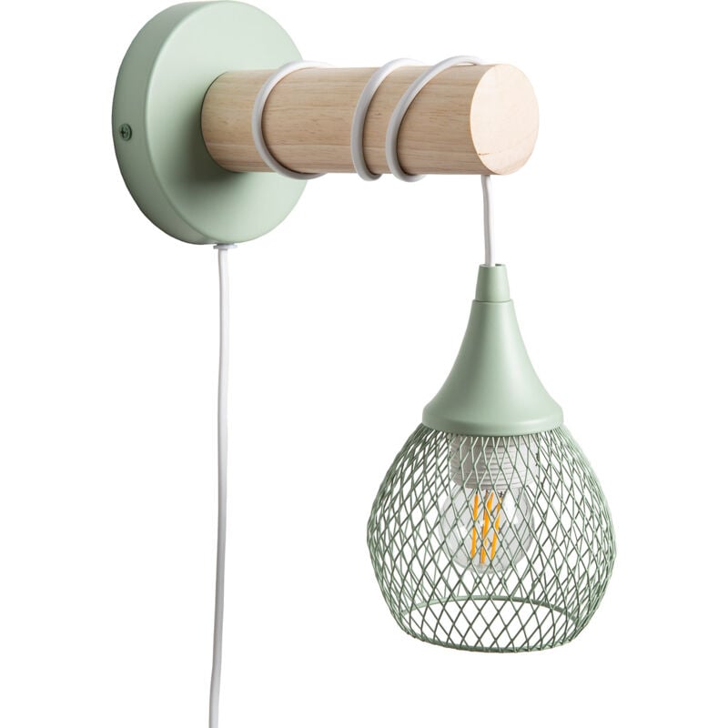 Ledkia - Lampe Murale Bois et Métal Monah Vert Céladon