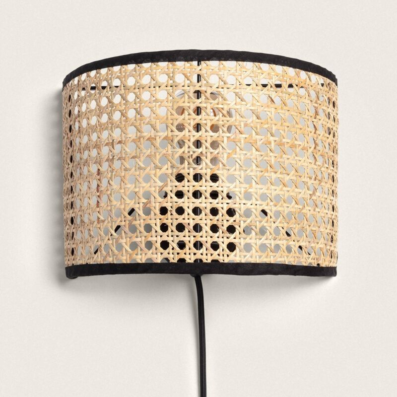 Ledkia - Lampe Murale Métal et Rotin Alofi Noir