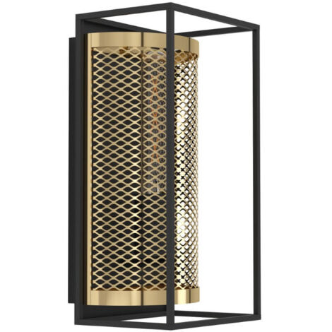 Lampe murale nohales en acier noir, laiton e27 1x40w l: 17cm h: 32 cm dimmable