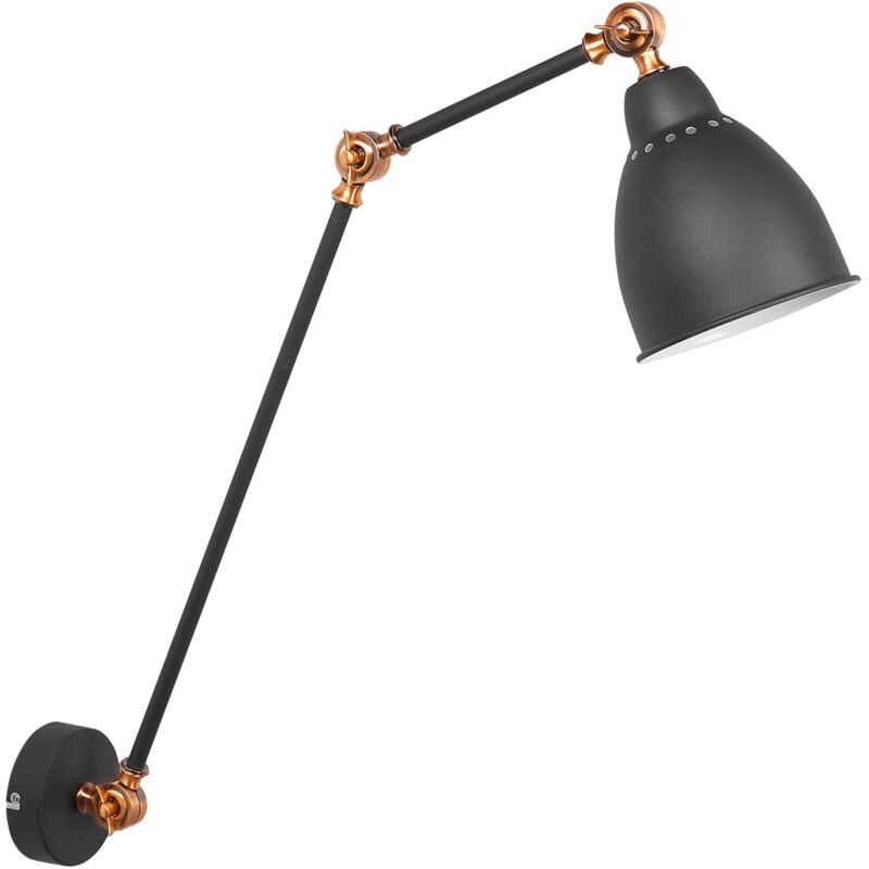 Lampe Chevet Murale avec Bras Flexible 78 cm en Métal Gris Graphite et Cuivré pour Éclairage de Chambre Salon ou Cuisine au Style Moderne