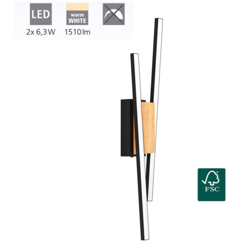 Lampe murale panagria en plastique LED blanc 2x6.3W 3000K L: 7,5 cm H: 54 cm