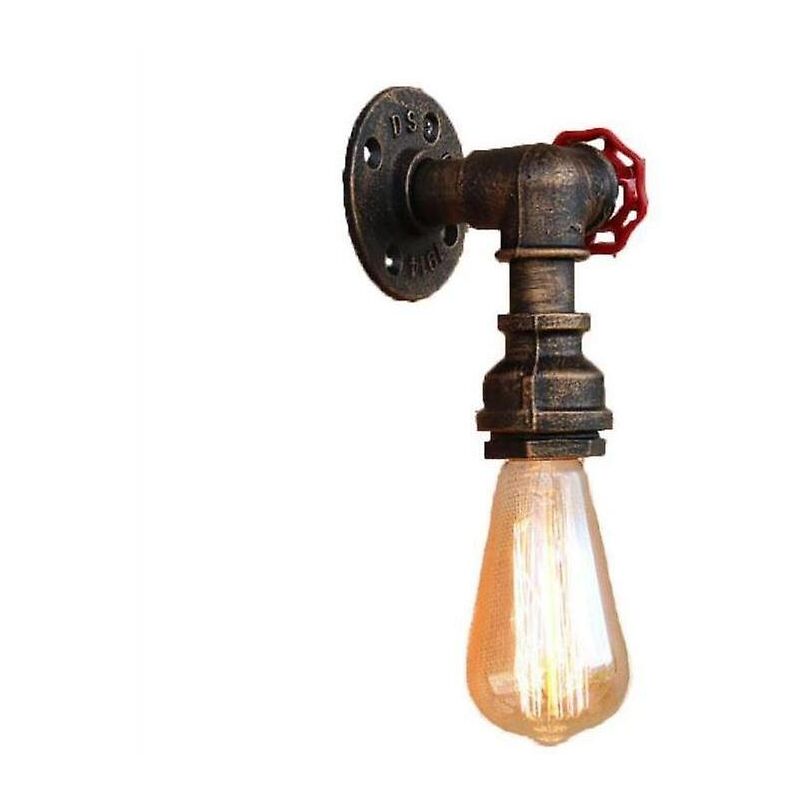 Lampe murale rétro en forme de robinet avec tuyau d'eau E27
