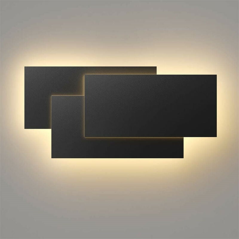 Applique Mural Intérieur Noir Lampe Mural led 24W Blanc Chaud Modern Eclairage Décoration - 1 Pack