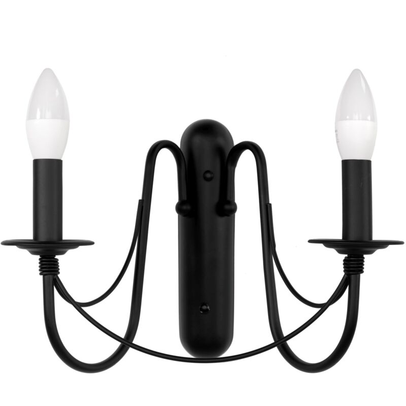 Applique murale APP646-2W classique noir bougie 2-POINTS de lumière E14 34X25CM