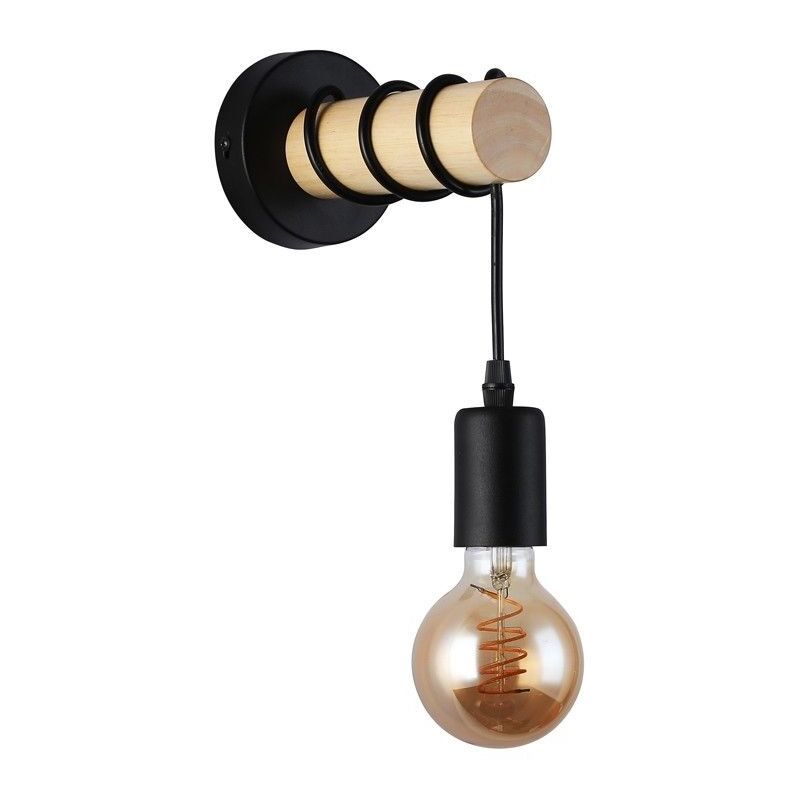 Barcelona Led – Lampe murale rustique en bois noir – Applique vintage 175xØ100mm – Installation rapide – Pour intérieur et espaces modernes Barcelona Led – Lampe murale rustique en bois noir – Applique vintage 175xØ100mm – Installation rapide – Pour intérieur et espaces modernes