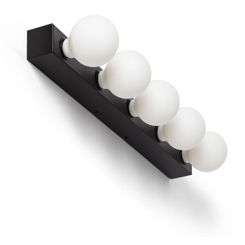 Lampe Murale Salle de Bain Métal 5 Spots Aizkra Noir