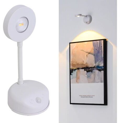 Lampe murale sans fil,eclairage tableau led rechargeable,applique a pile，lampe avec Détecteur de Mouvement，3 modes de gradation，pour Image,vitrines,fléchettes,photo,portrait