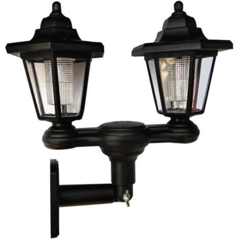 Lampe Murale Solaire Double Tête Étanche Éclairage Extérieur Jardin Avec