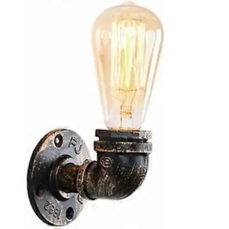 Lampe murale style industriel rétro, culot E27, style tuyau d'eau. Éclairage décoratif en métal.