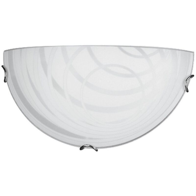 Applique Sydney, Métal, Verre, Chrome, Blanc, 30x9x15 cm