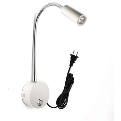 Lampe murale tactile à intensité variable, lampe de lecture LED de chevet, avec interface USB et interrupteur, lampe à col de cygne flexible, applique murale 3W, idéale pour lire au lit ou dans la cha