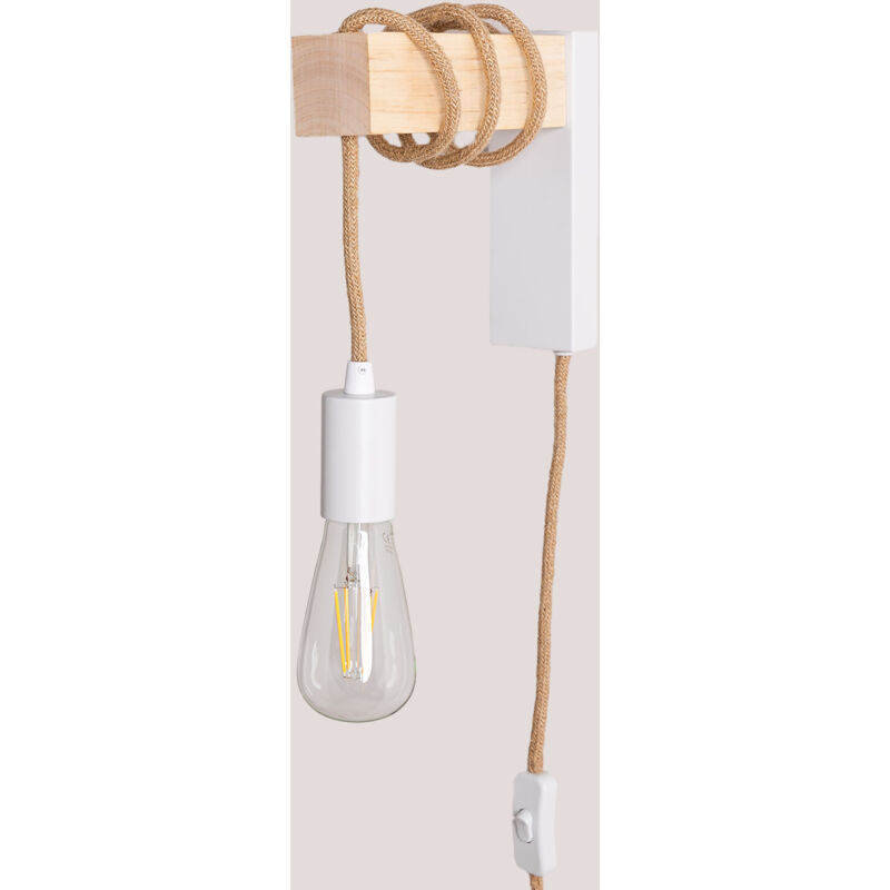 Sklum - Lampe Murale Tina Blanc - Bois Naturel Sklum - Lampe Murale Tina Blanc - Bois Naturel