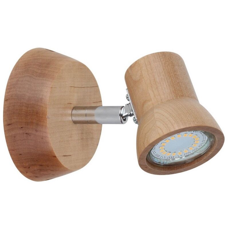 Epikasa - Spot d'Intérieur Venla, Bois, Métal, Chêne, Chrome, 13,5x10x10 cm