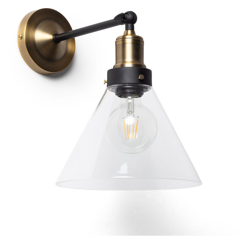 Ledkia - Lampe Murale Verre et Laiton Antique Factory Laiton