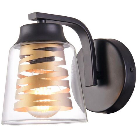 Lampe murale Zenaida Noir Transparent E27 1x Max 60w L: 20cm B: 14cm H: 20cm Dimmable