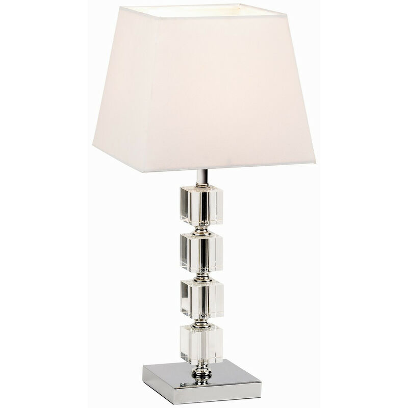 Endon - Murford - Lampe de table en acrylique transparent, tissu Tc blanc, E14