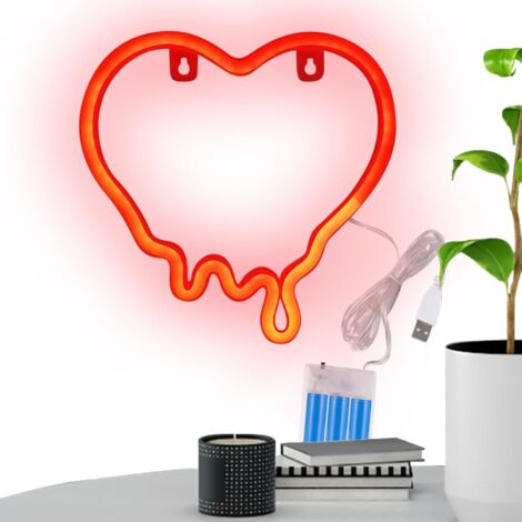 Lampe néon en forme de cœur pour chambre à coucher -