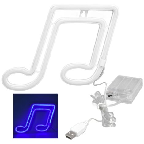 Lampe néon LED note de musique veilleuse murale bleue
