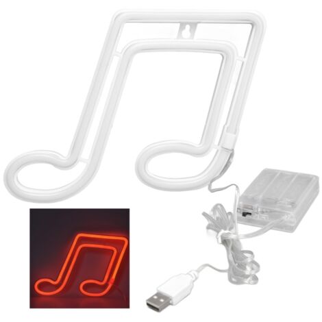 Lampe néon LED note musique veilleuse murale rouge