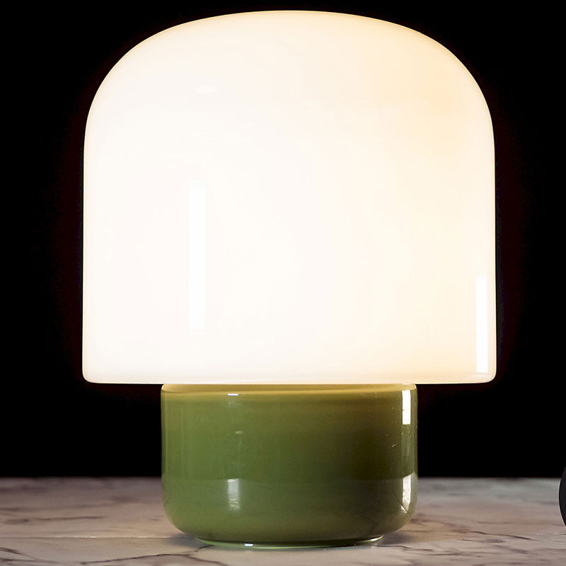 Lampe Niu blanc kaki verre 25x25x32cm