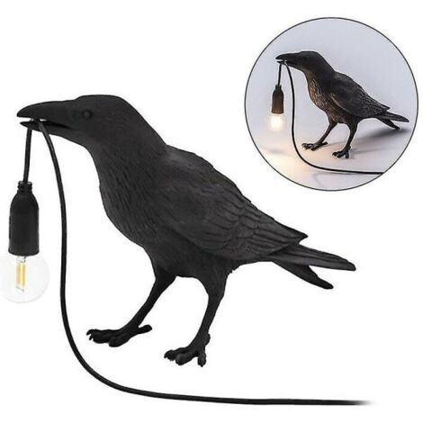 Lampe oiseau en résine corbeau avec éclairage LED, applique murale pour chambre, lampe de table pour salon, décoration artistique