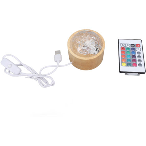 Lampe Ondulation Lumière Dynamique Rotative RGB 16 Couleurs / Base Bois Original / USB / Contrôle Remote pour Bureau