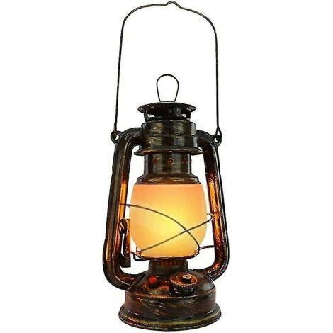 Lampe ouragan lanterne vintage rechargeable Lampe de table sans fil Lampe à flamme LED Veilleuse extérieure Lampe de camping rétro à intensité variable avec chargeur, 3 lumières