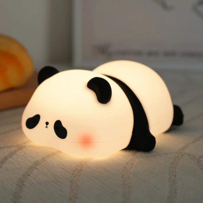 Lampe panda LED mignonne, veilleuse animale en silicone de qualité alimentaire, à intensité variable, cadeau mignon, décoration de bureau/chambre
