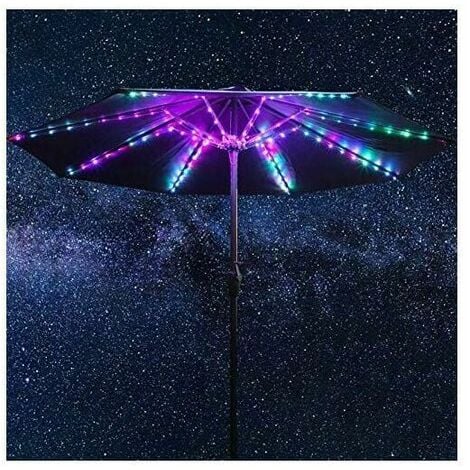 Lampe Parasol, 104 LED Lumineuses 12 Modes Lumière de Parapluie sans Fil à Piles, pour Tentes de Camping