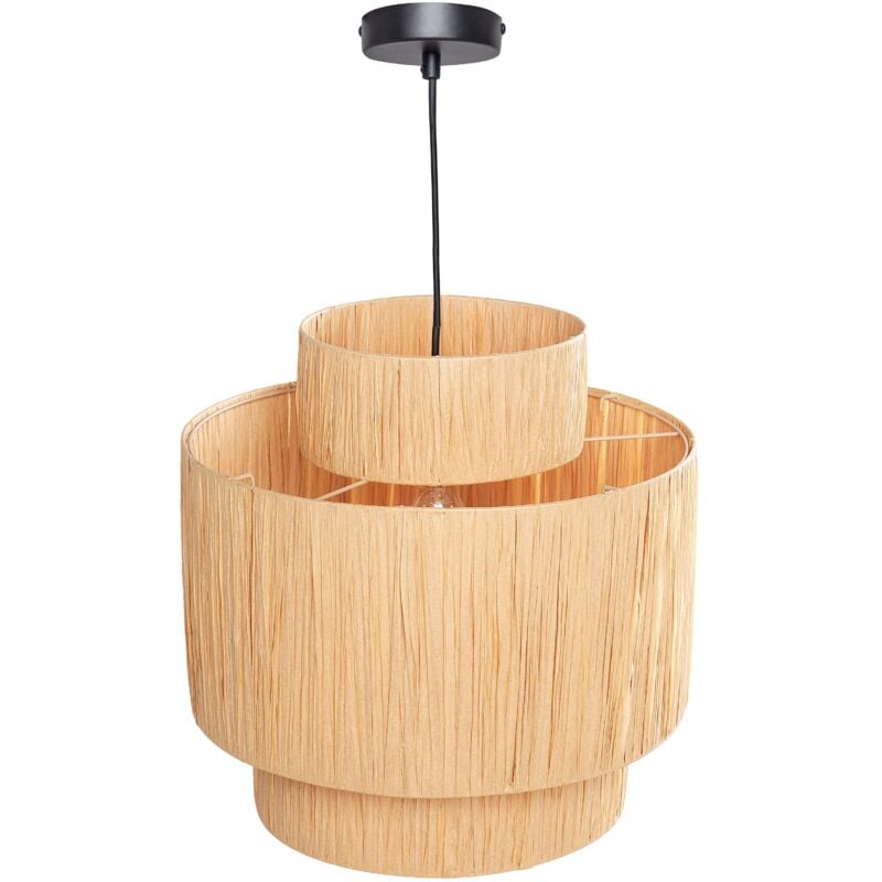 Beliani - Lampe Pendante 3 Niveaux Style Boho Abat-Jour Feuilles Palmier Couleur Naturelle Magech