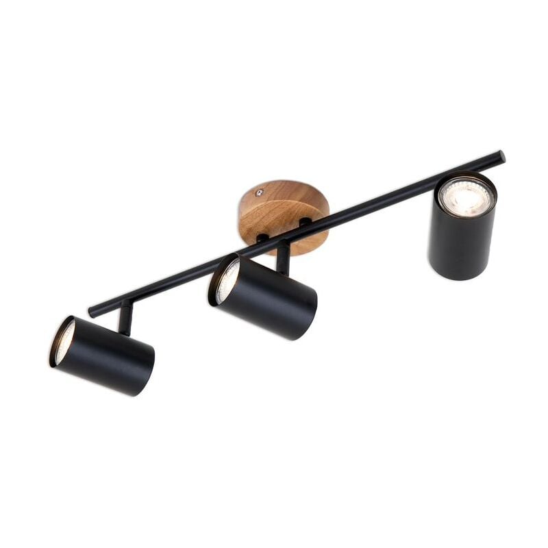 Lampe à suspendre Briloner leuchten muritz, 35 w, IP20, noir, métal-bois, incl., 3x GU10, 47,3 x 9 x 14,3 cm