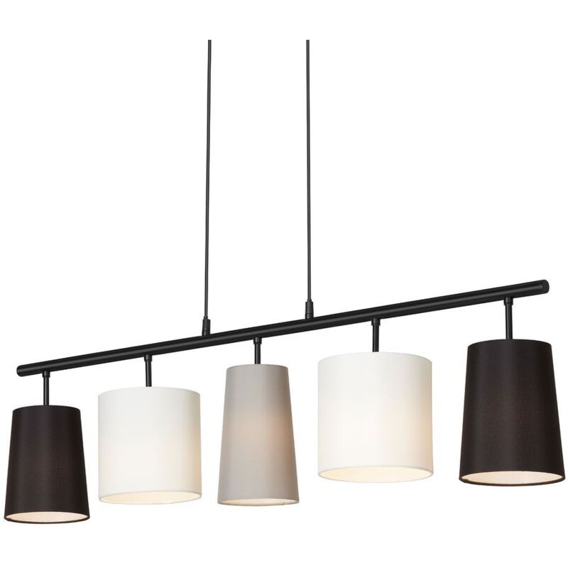 Suspension Lampe à suspendre BRILONER LEUCHTEN SHADES, 40 W, IP20, noir, métal-tissu, excl. 5x E14, 96 x 120 cm