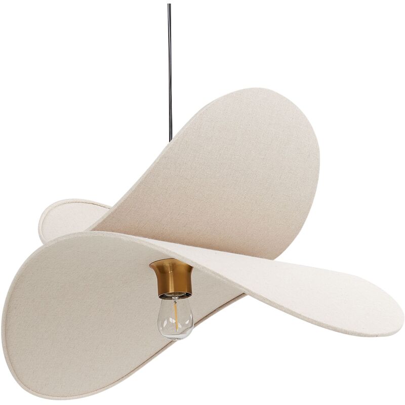 Lampe Pendante Abat-jour Ampoule Ouvert en Tissu Lin Beige Mascota