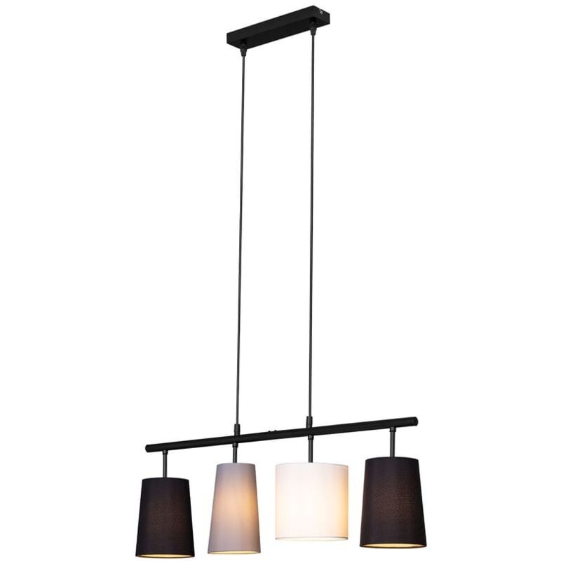 Lampe à suspendre Briloner leuchten shades, 40 w, IP20, noir, métal-tissu, excl. 4x E27, 74 x 120 cm