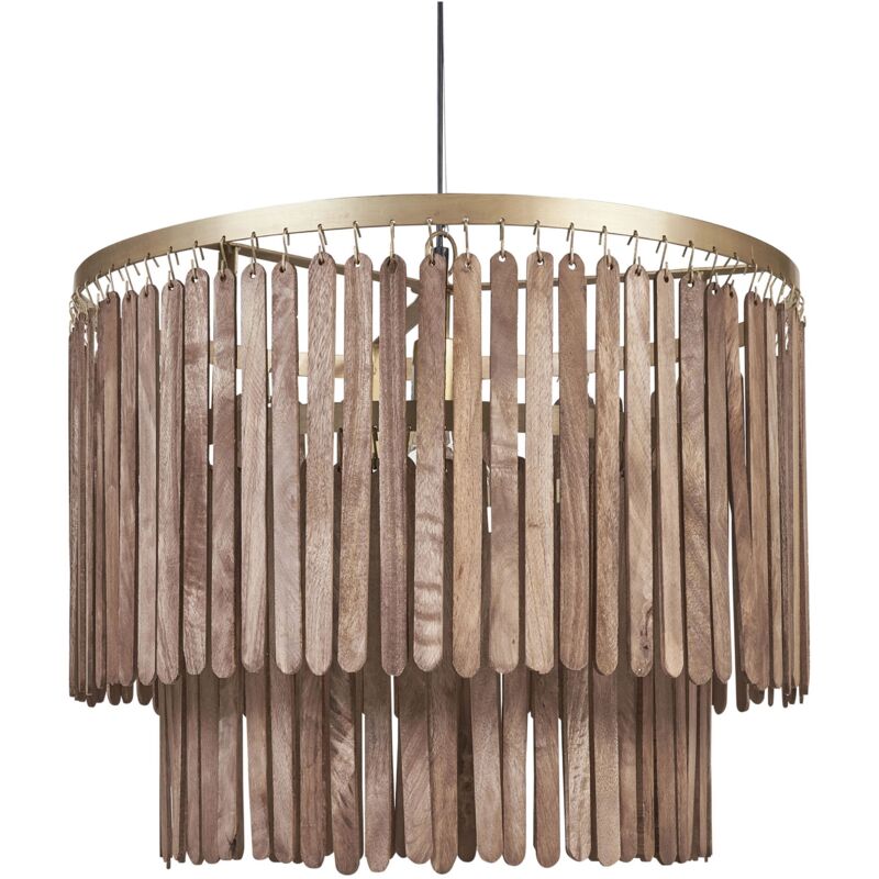 Beliani - Lampe pendante en bois de manguier Plafond Suspension Eclairage Maison Fait Main Bois Foncé Kaveri