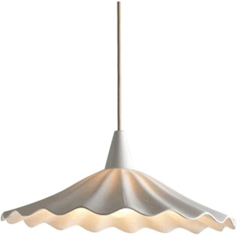 Lampe pendante en céramique plissée de style japonais E27 1 lumière Lampe pendante moderne minimaliste pour allée de porche Lampe pendante rétro blanche Petite lampe pendante de plafond