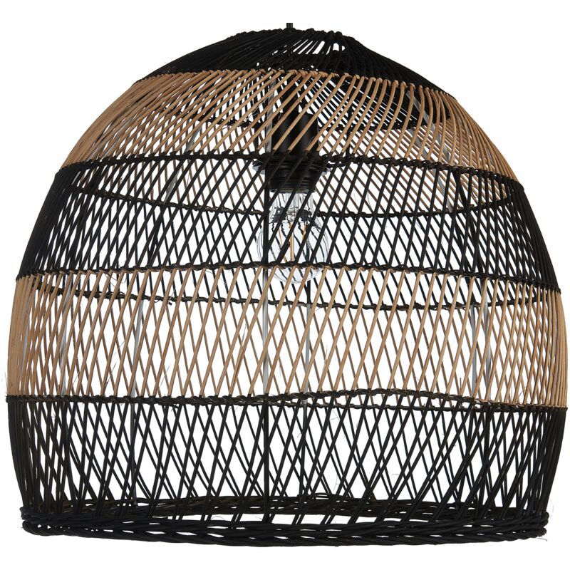 Beliani - Lampe Suspendue Style Boho Abat-Jour Ouvert en Rotin Naturel Beige et Noir Bumi