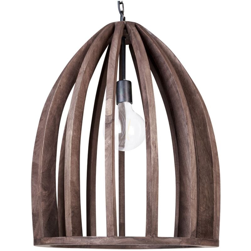 Beliani - Lampe Pendante Suspension Plafond Éclairage Maison Fait Main Bois de Manguier Foncé Manair