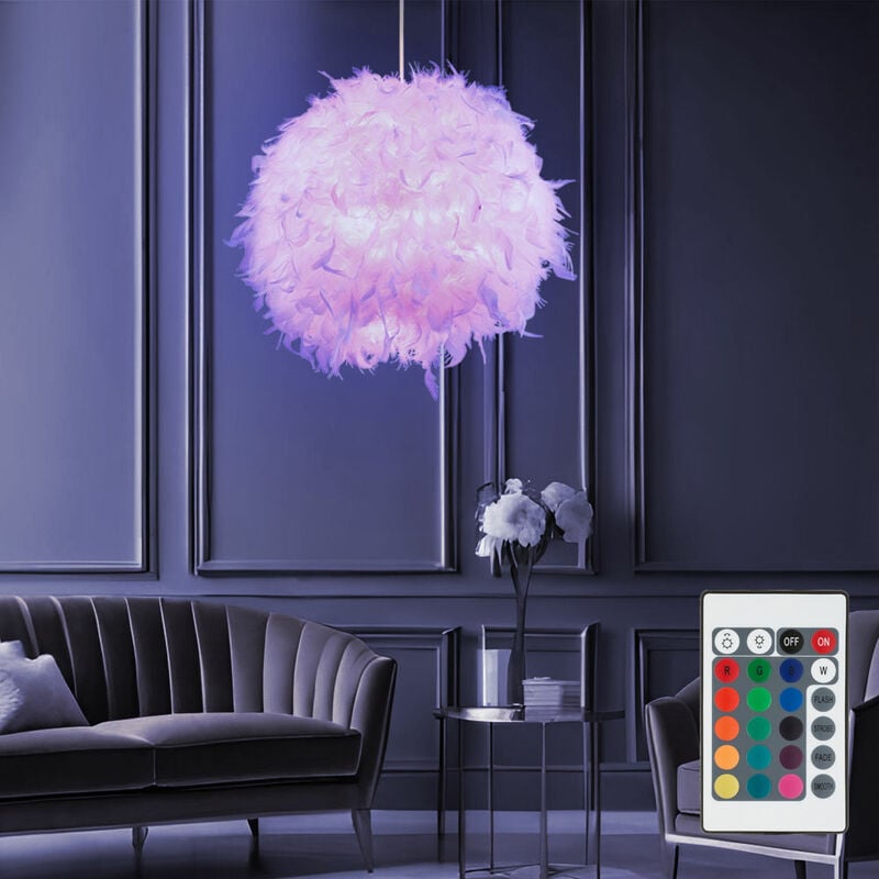 Etc-shop - Plafonnier LED suspension avec changeur de couleurs RVB DIMMABLE télécommande éclairage ressort abat-jour salon chambre