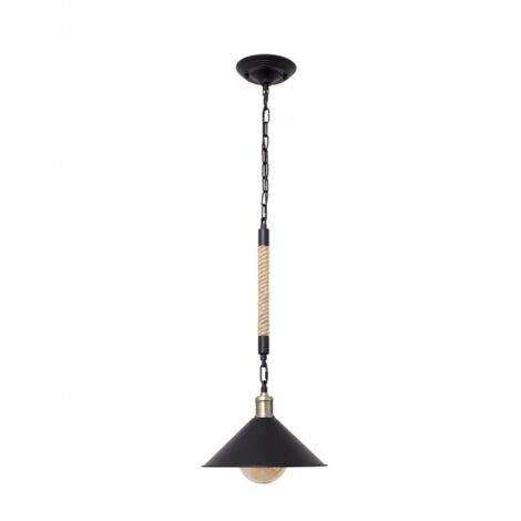 Lampe pendentif Peq. Corde 1xe27 Black Hemp Rope Regx30d FABRILAMP.