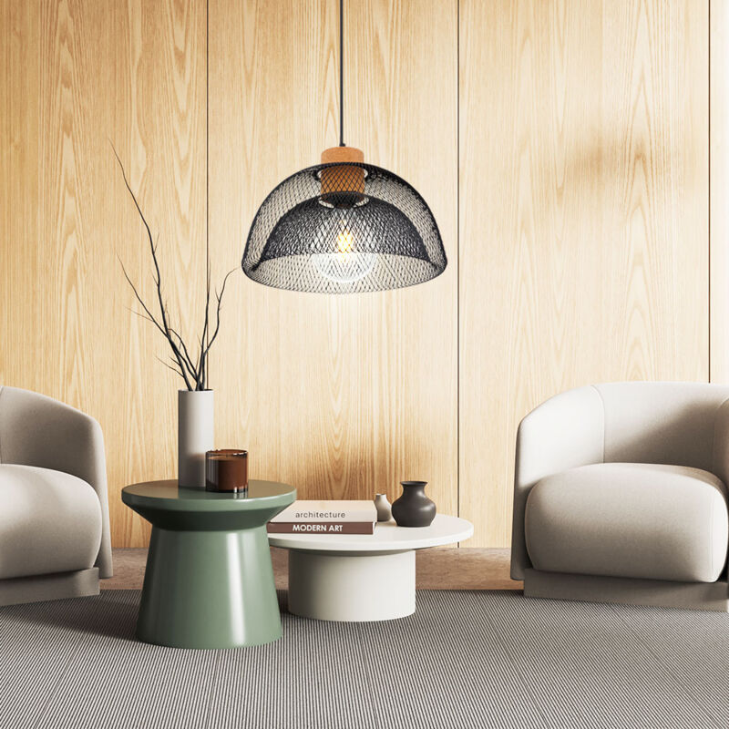 Lampe pendule salle à manger plafond tresse lampe suspendue treillis noir liège