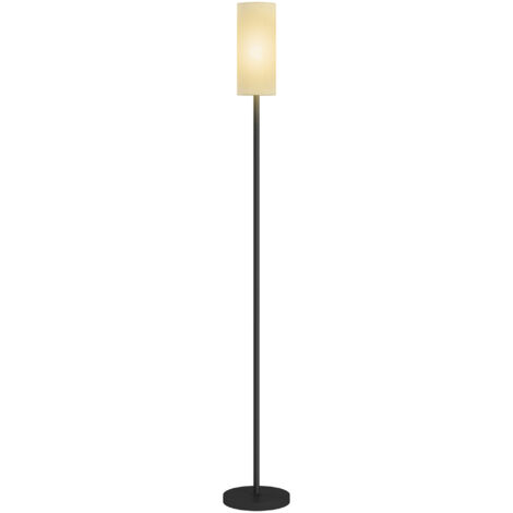 Lampe pied abat-jour lin tige métallique pédale blanc