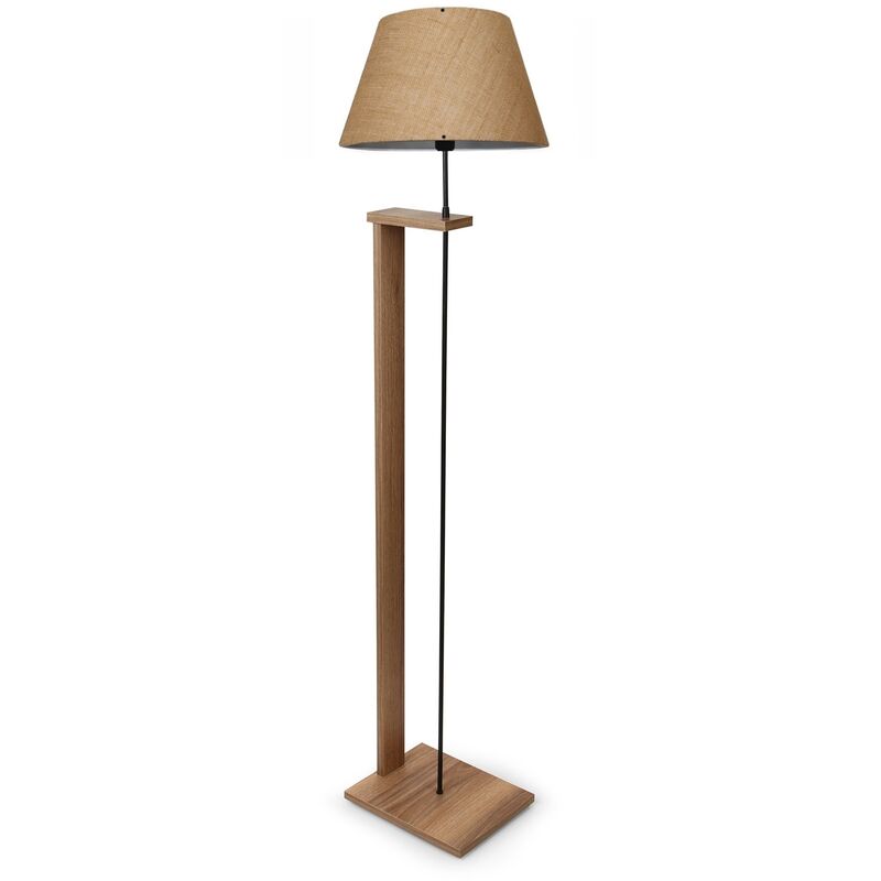 Lampadaire avec abat-jour 100% bois, crème, collection Victoria, 21x35x150, douille E27 Max 60 w